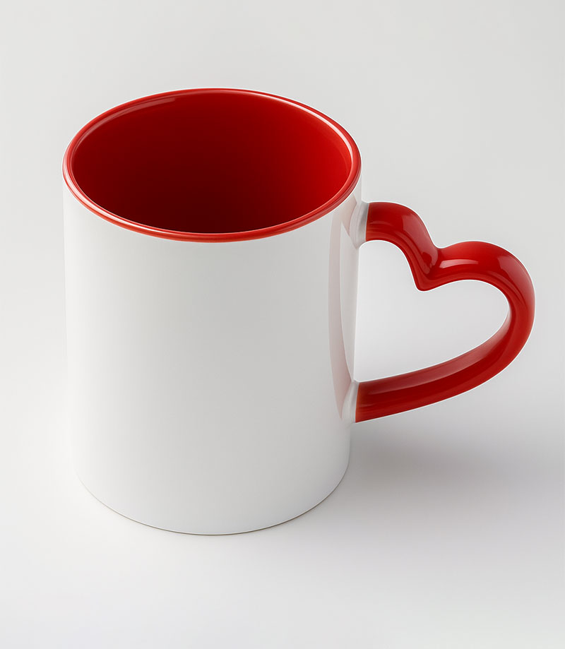 Customized Heart Handle Color Mug