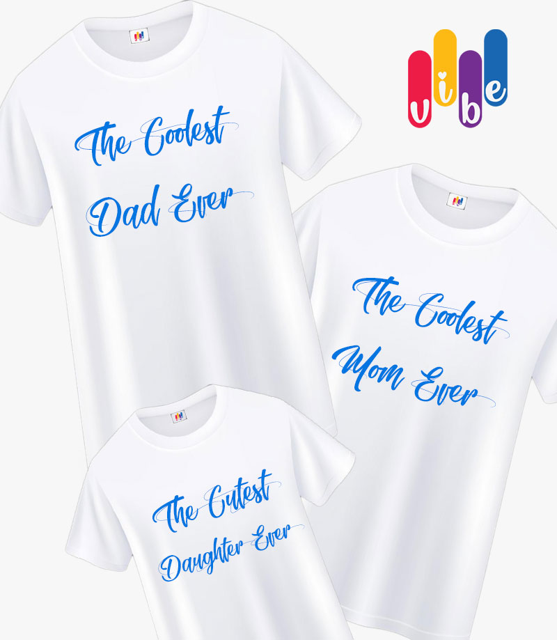 Mom Dad Daughter Customized T-Shirt White