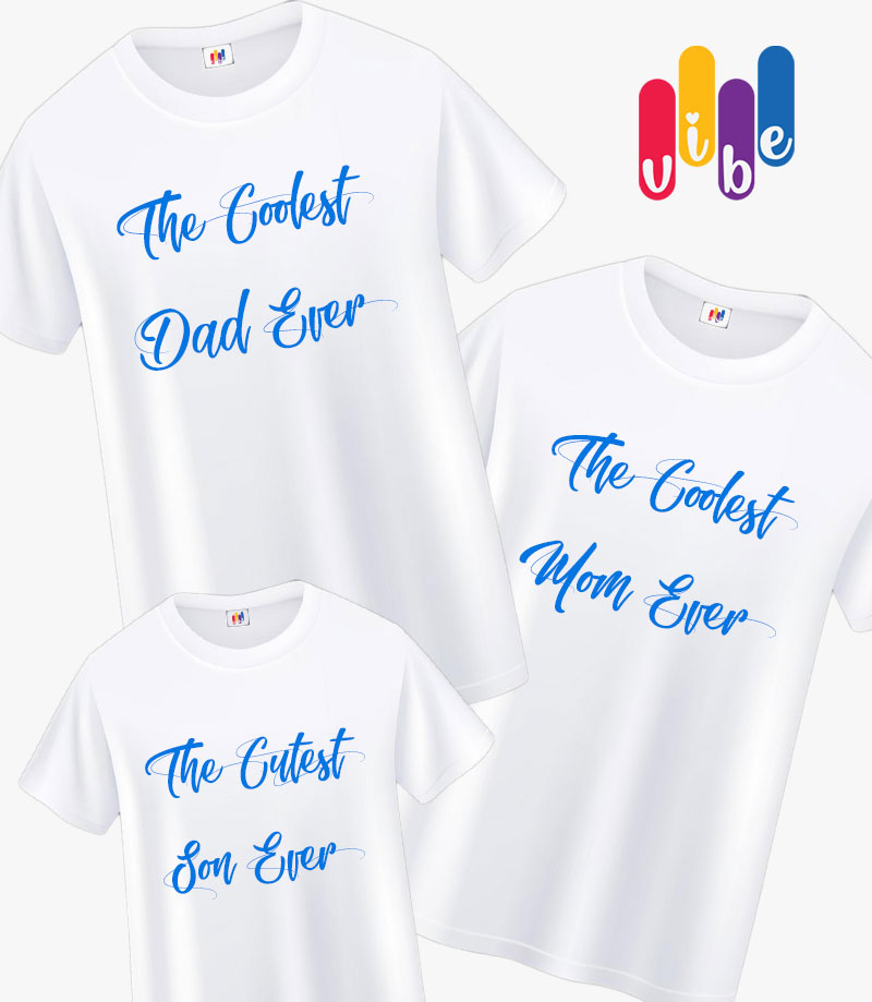 Mom Dad Son Customized T-Shirt White